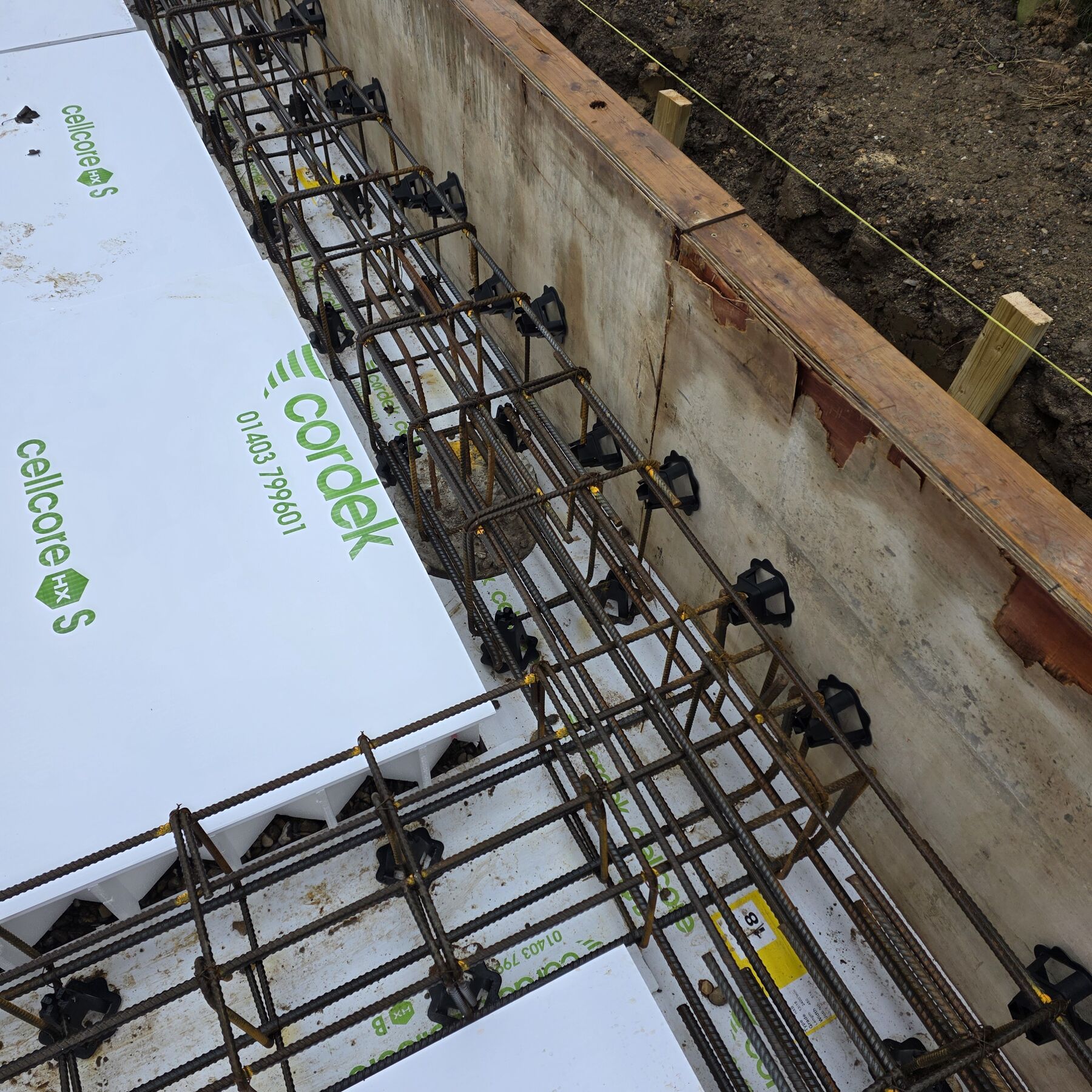 Reinforcement cage to a concrete ground beam ready for pouring