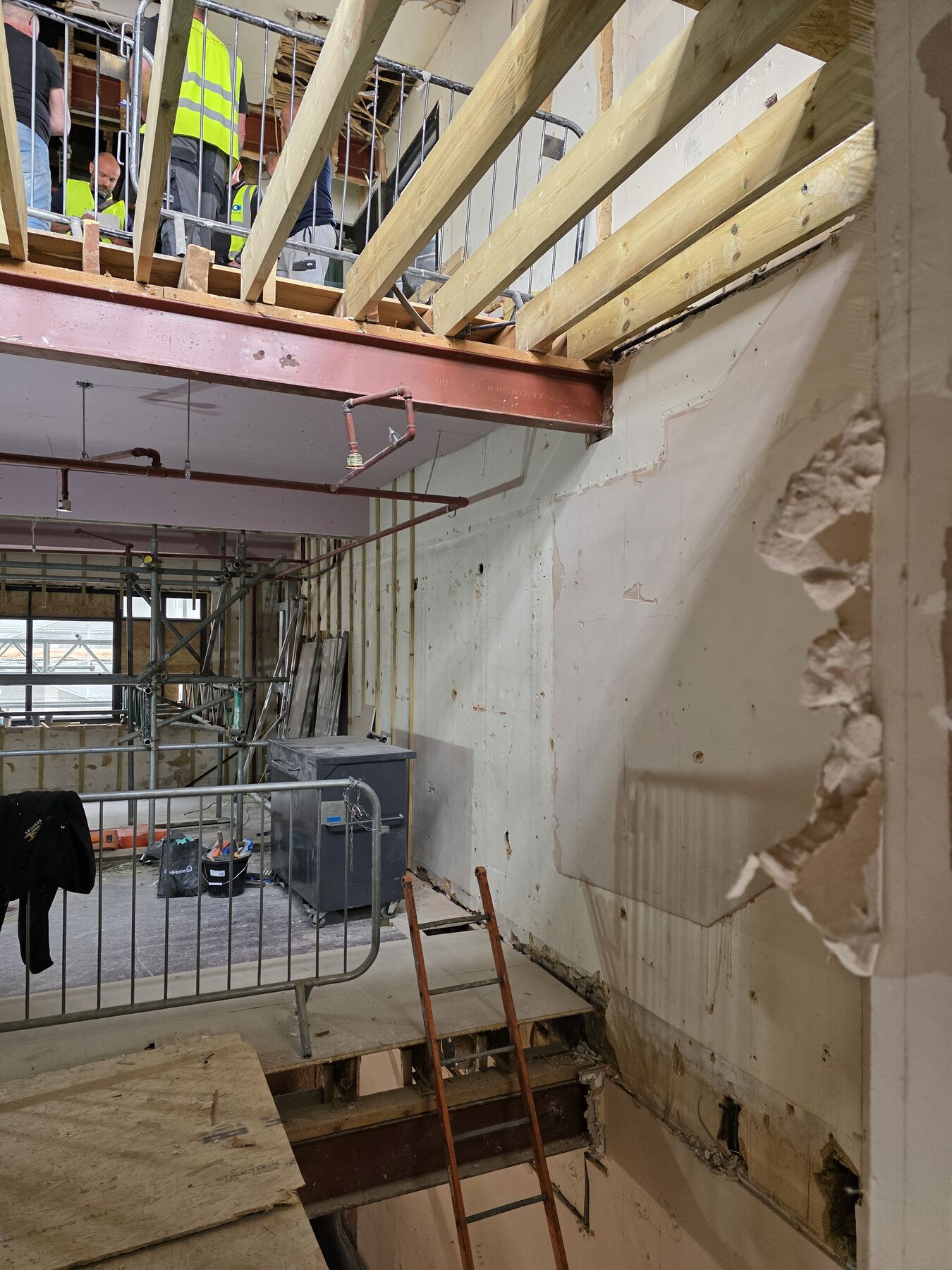 Internal strip out with temporary props and new steelwork in place